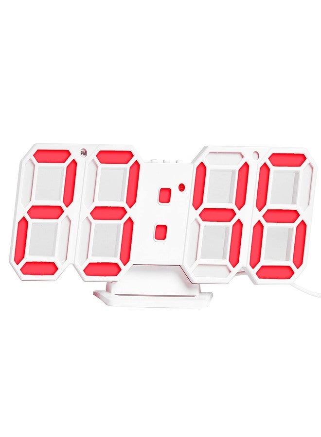 Sukee 3D Led Digital Wall Clock with 3 Level Adjustable Brightness Electronic Clock with Snooze Function Night Light Clock (Black-Red) - Image 1
